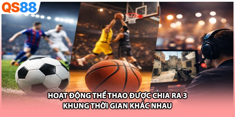 Hoạt động thể thao được chia ra 3 khung thời gian khác nhau